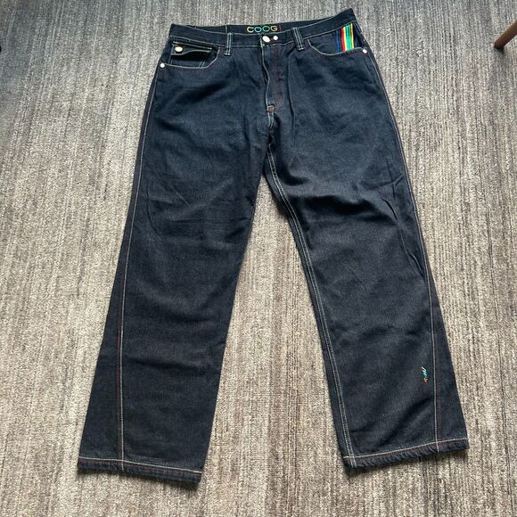 Coogi Vintage Y2K Rainbow Sneaker Jeans, Size 40 x 34, Dark Wash - Picture 3 of 8